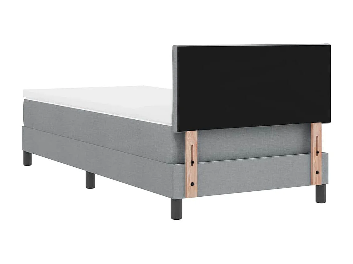 Cama box spring con colchón Gris Claro 90 x 200 cm tela