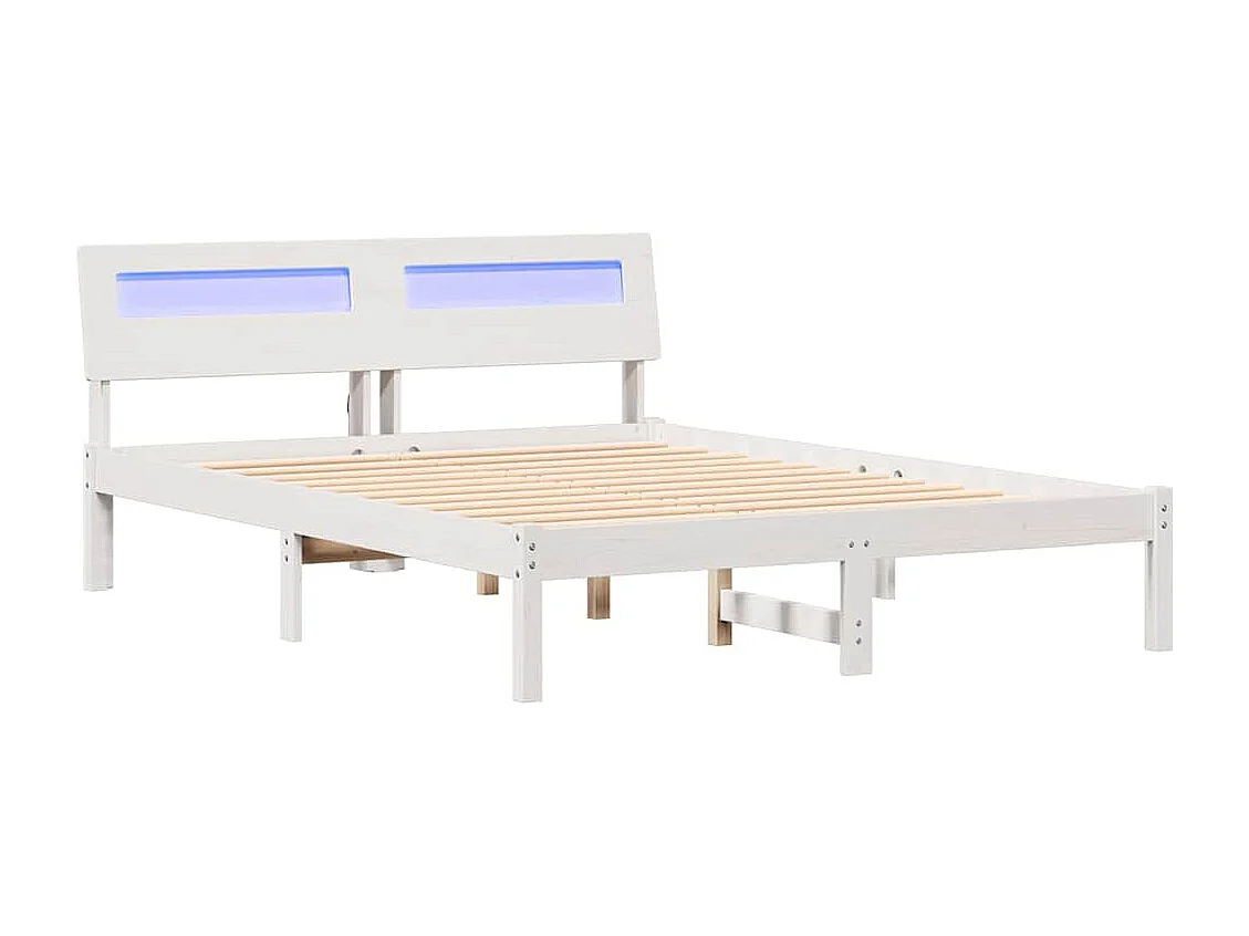 Cadre de lit Blanc 120 x 190 cm Bois massif en pin