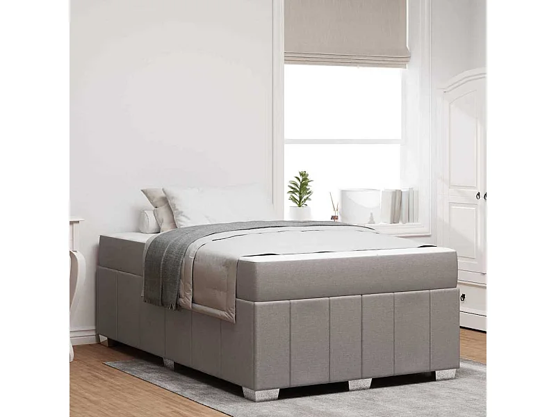 Cadre de lit avec matelas Taupe 120 x 200 cm tissu