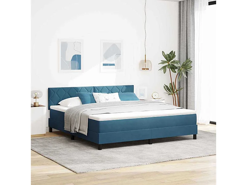 Cama tipo Box Spring Azul oscuro 180 x 200 cm Terciopelo