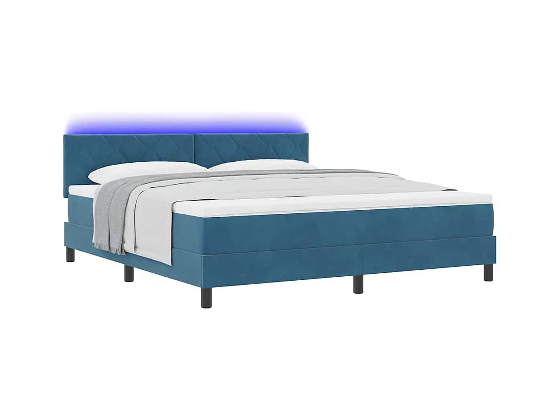 Cadre de lit avec tête de lit Bleu foncé 180 x 200 cm Velours