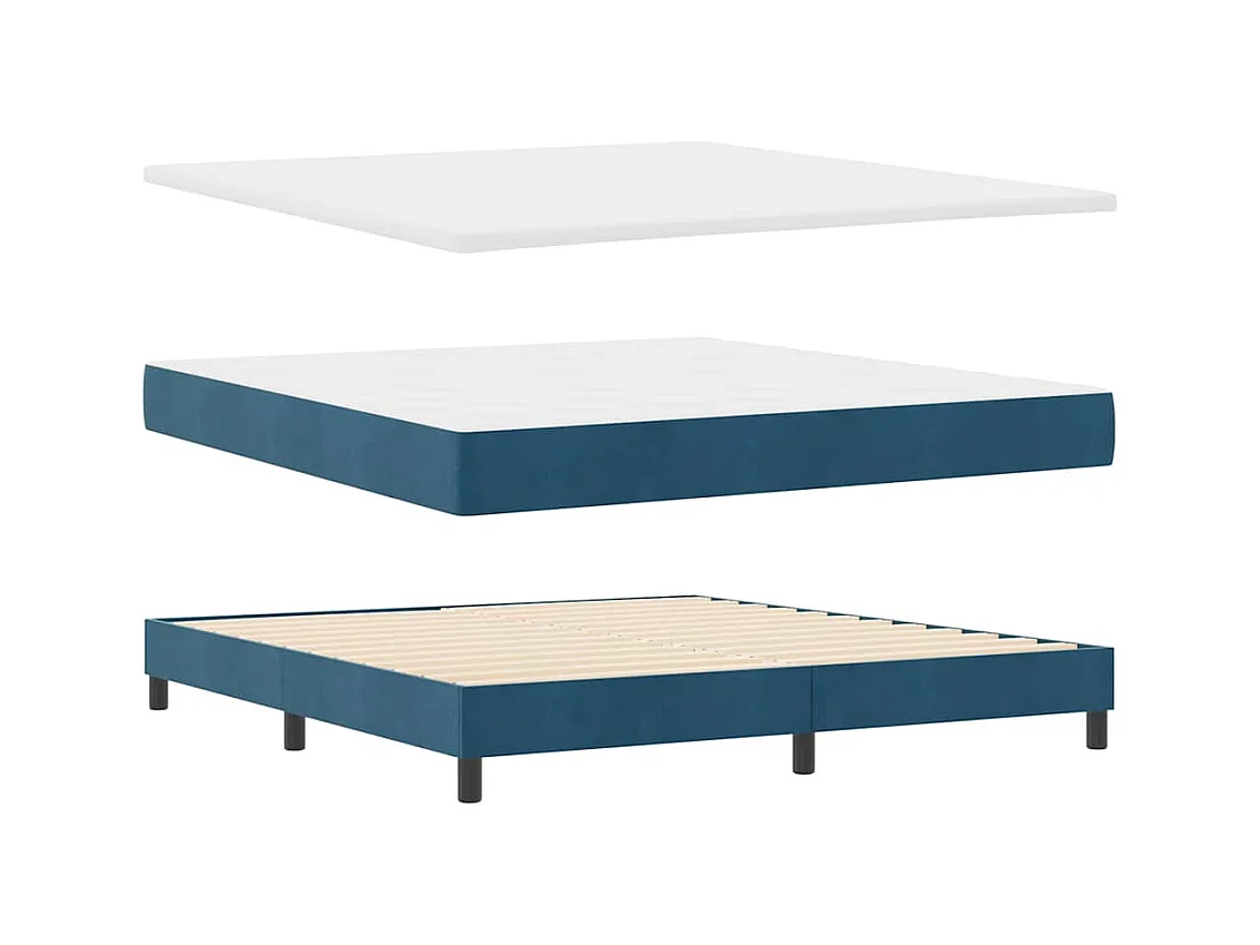 Cadre de lit avec tête de lit Bleu foncé 180 x 200 cm Velours