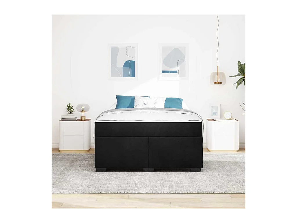 Cadre de lit avec matelas Noir 140 x 200 cm Velours