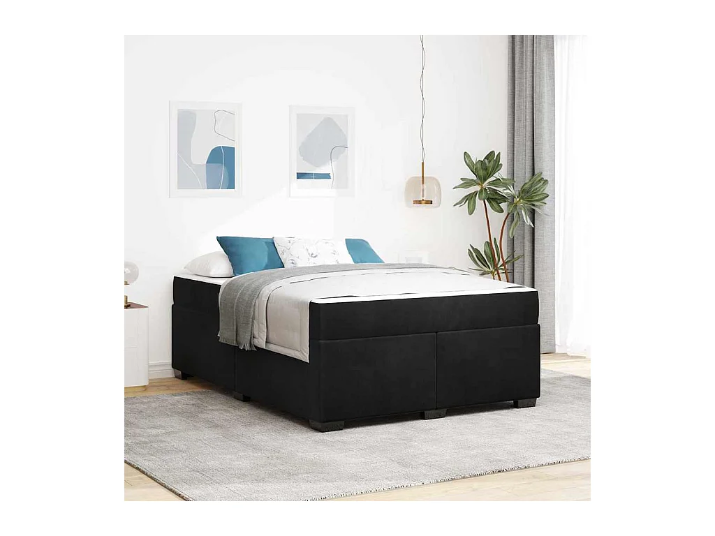 Bedframe met matras met matras Zwart 140 x 200 cm Fluweel