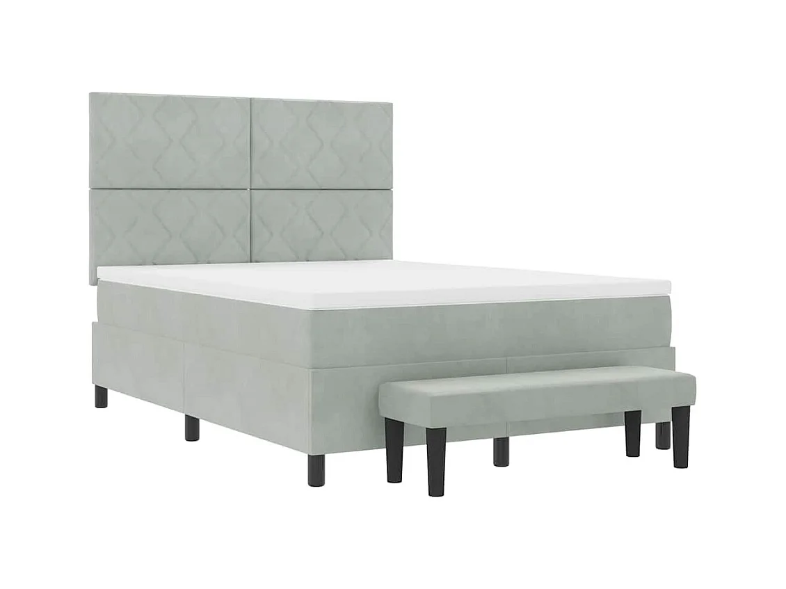 Cadre de lit avec matelas Gris clair 140 x 190 cm Velours