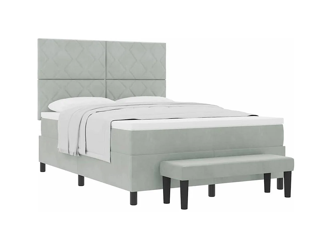 Cadre de lit avec matelas Gris clair 140 x 190 cm Velours
