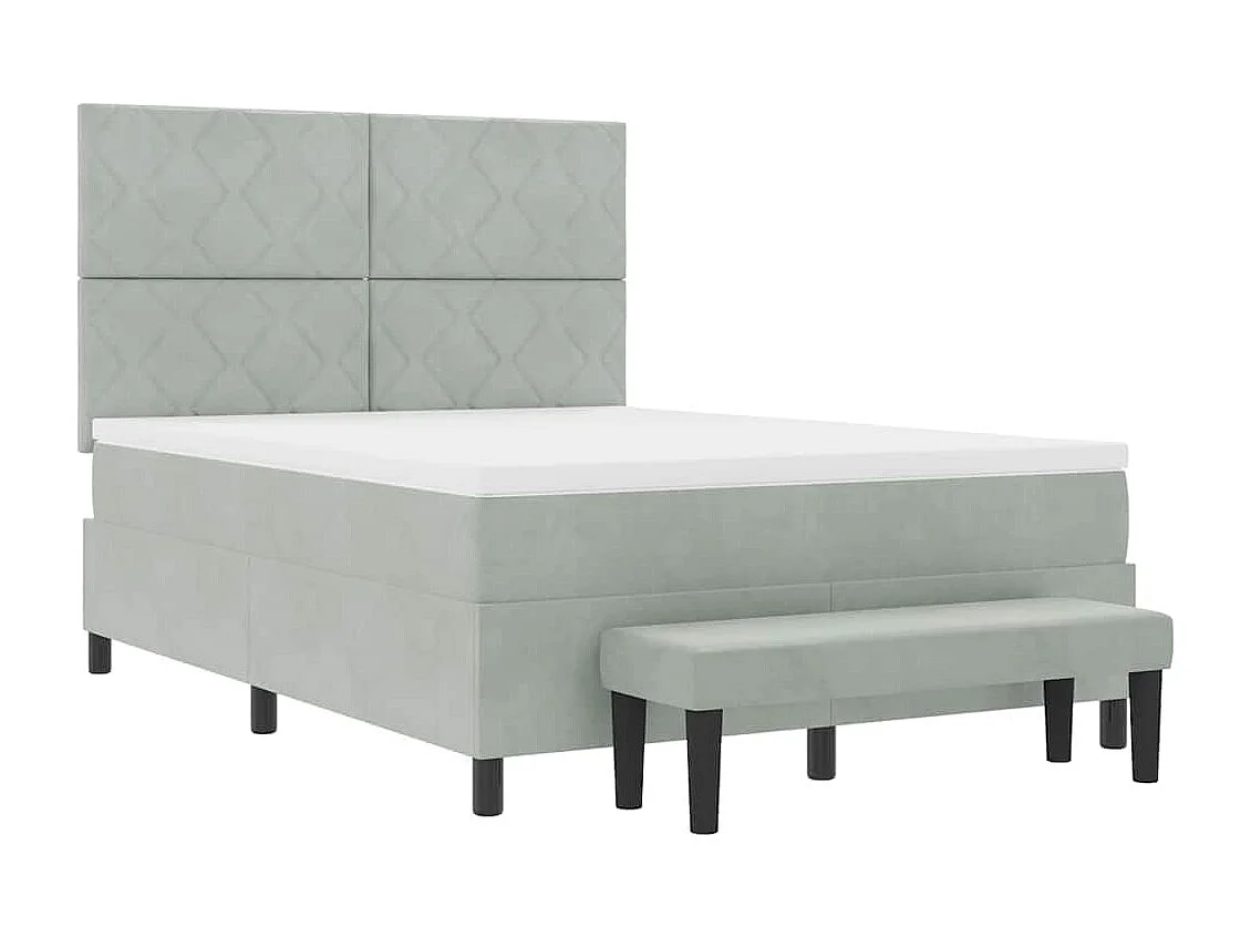 Cadre de lit avec matelas Gris clair 140 x 190 cm Velours