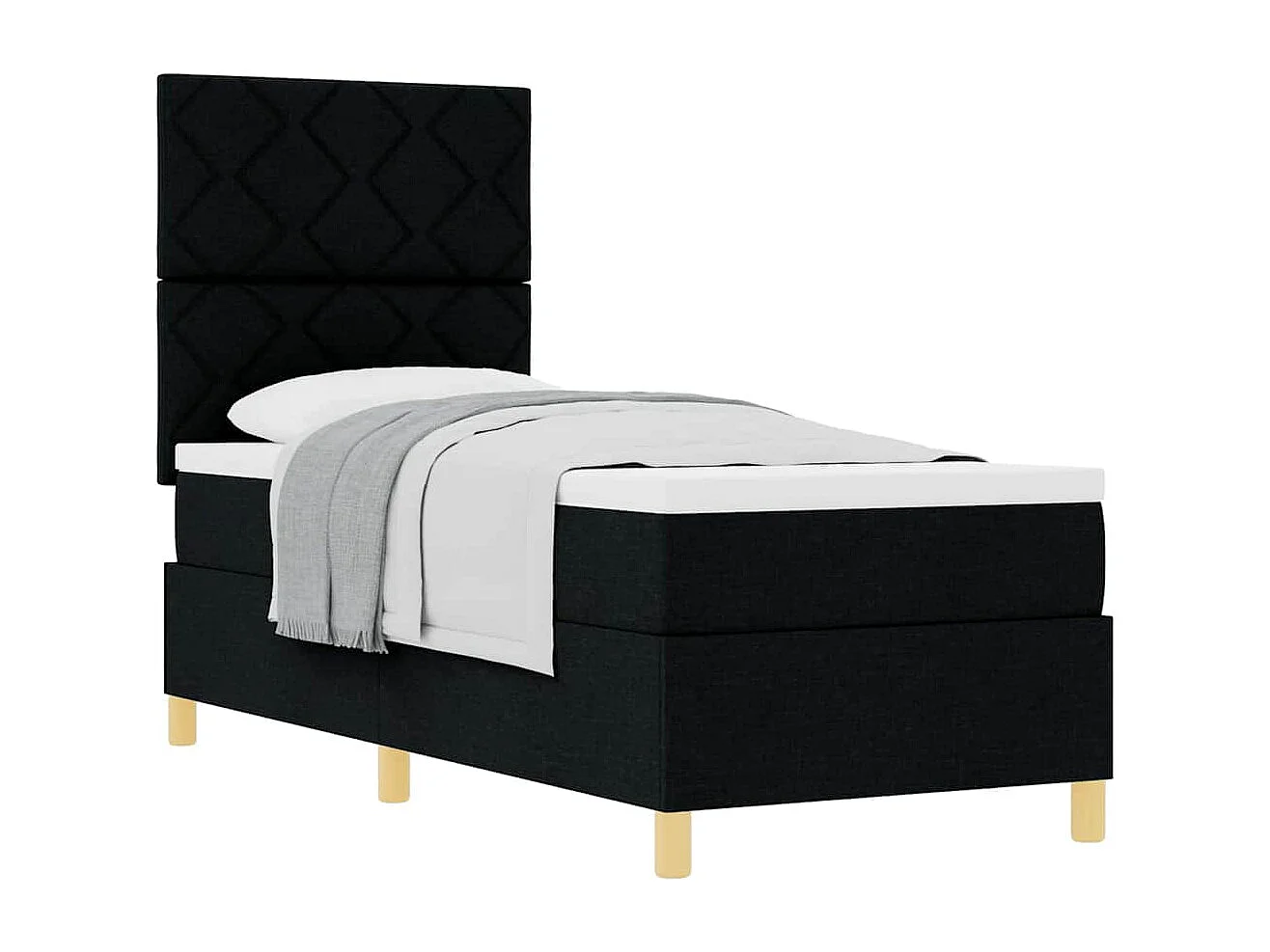 Cama Box com cabeceira Preto 80 x 200 cm tecido