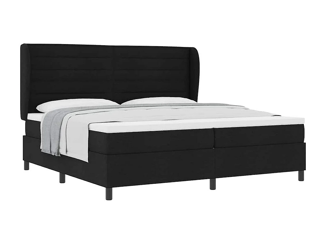 Cama tipo Box Spring con colchón Negro 200 x 200 cm tela