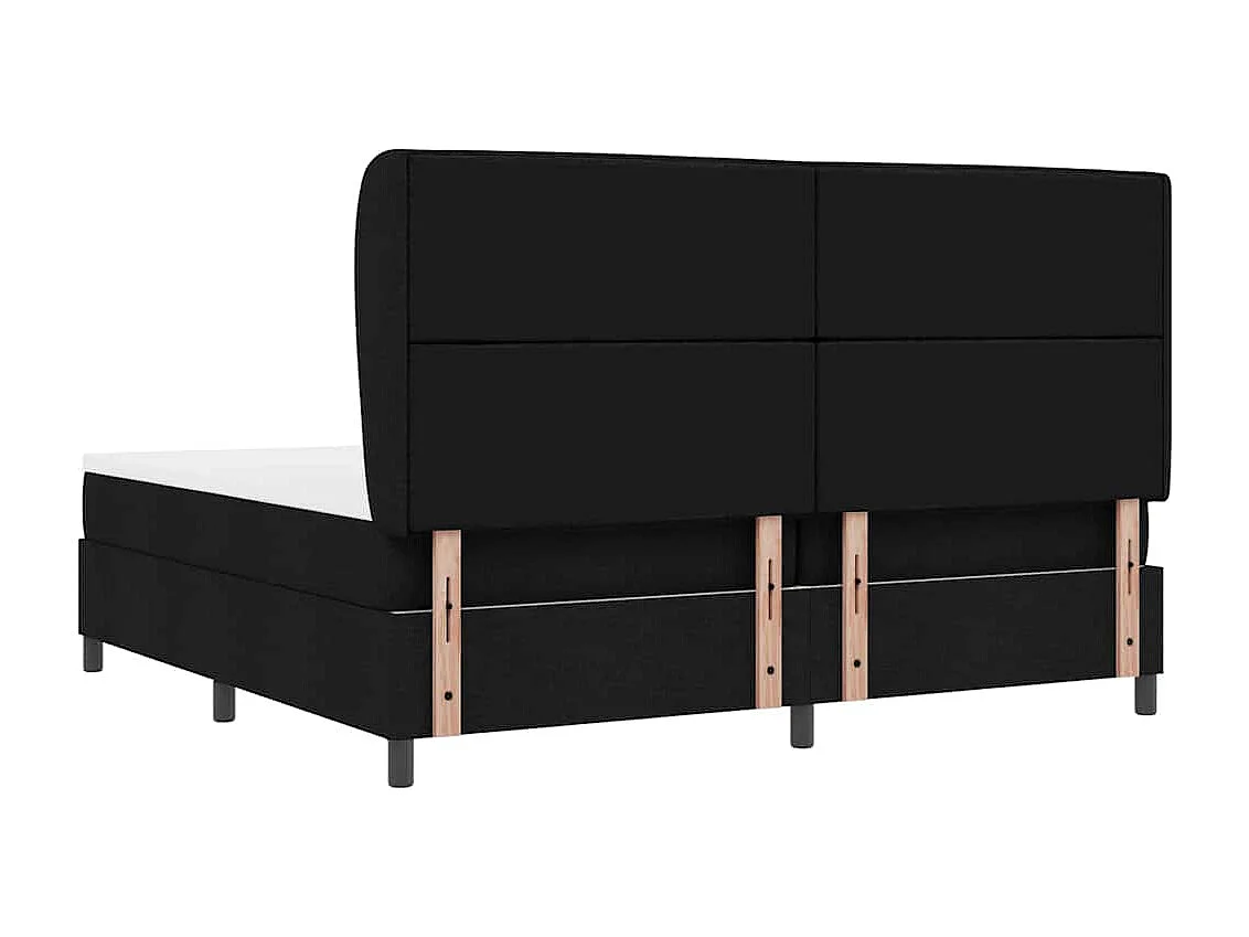 Cama tipo Box Spring con colchón Negro 200 x 200 cm tela