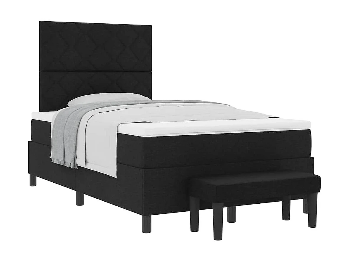Cadre de lit avec matelas Noir 120 x 190 cm tissu
