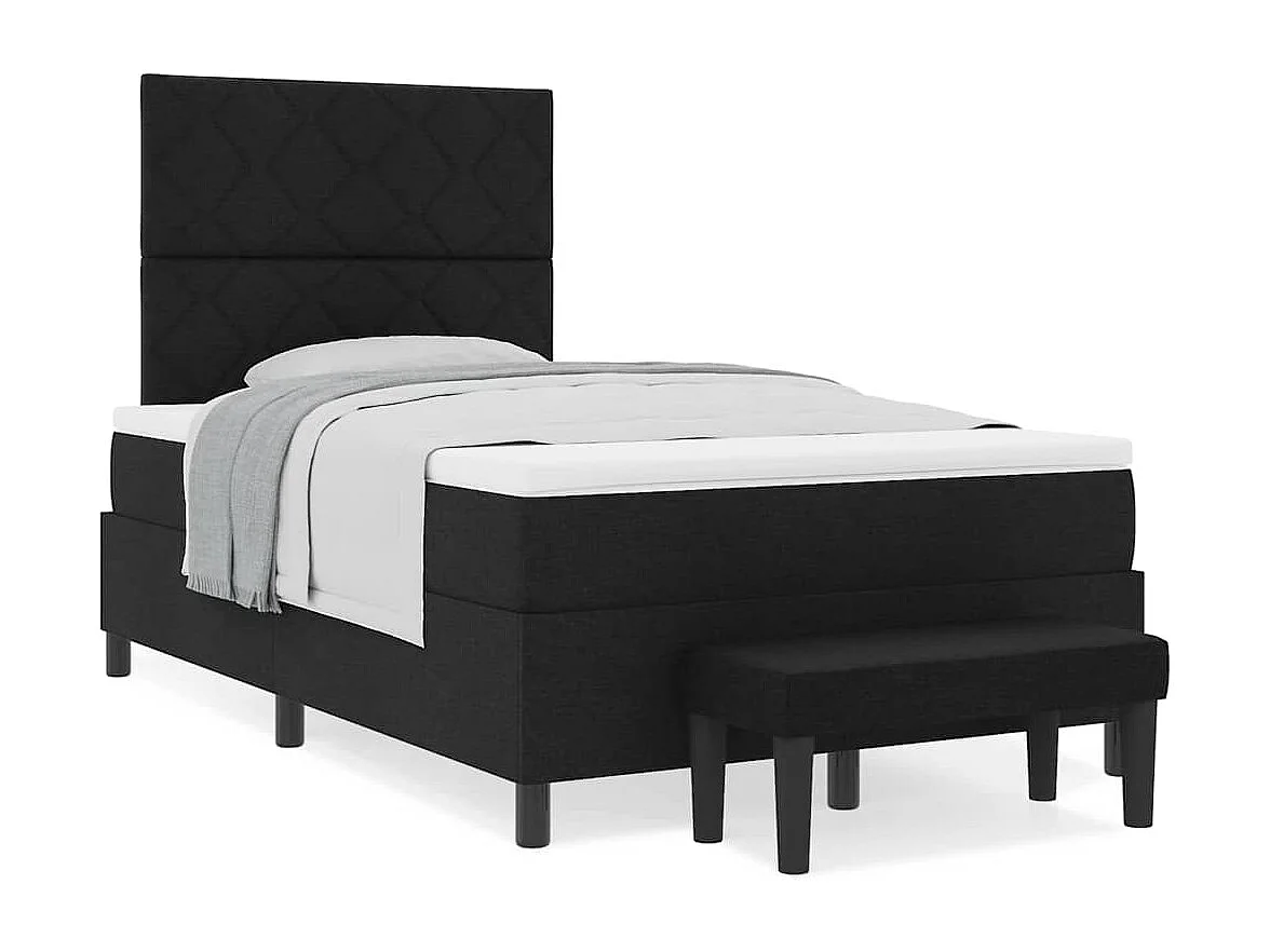 Cadre de lit avec matelas Noir 120 x 190 cm tissu