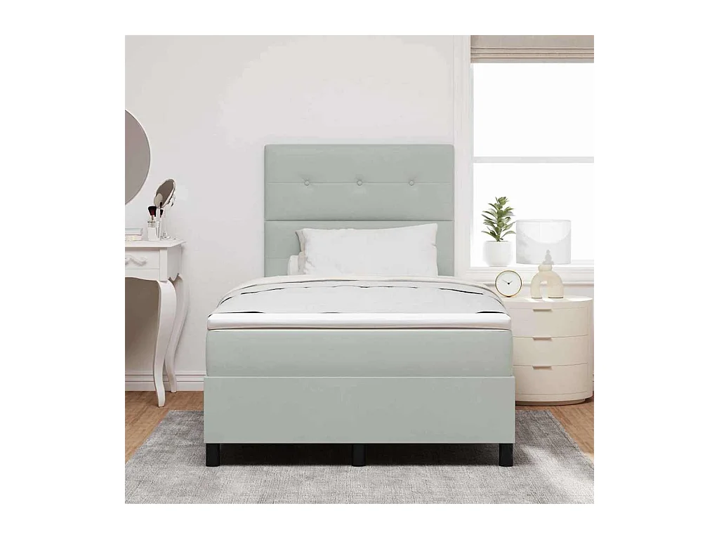Cadre de lit avec matelas Gris clair 120 x 190 cm Velours