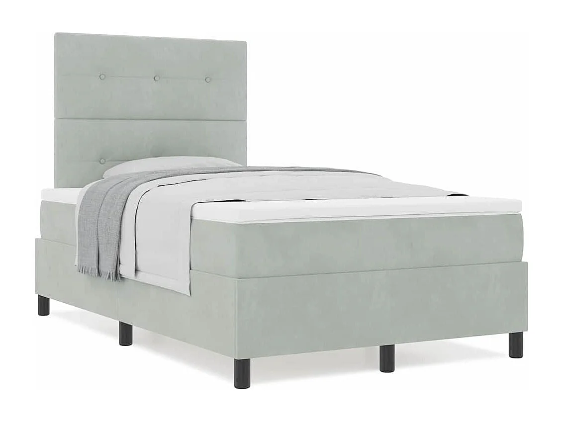 Cama tipo Box Spring Gris claro 120 x 190 cm Terciopelo