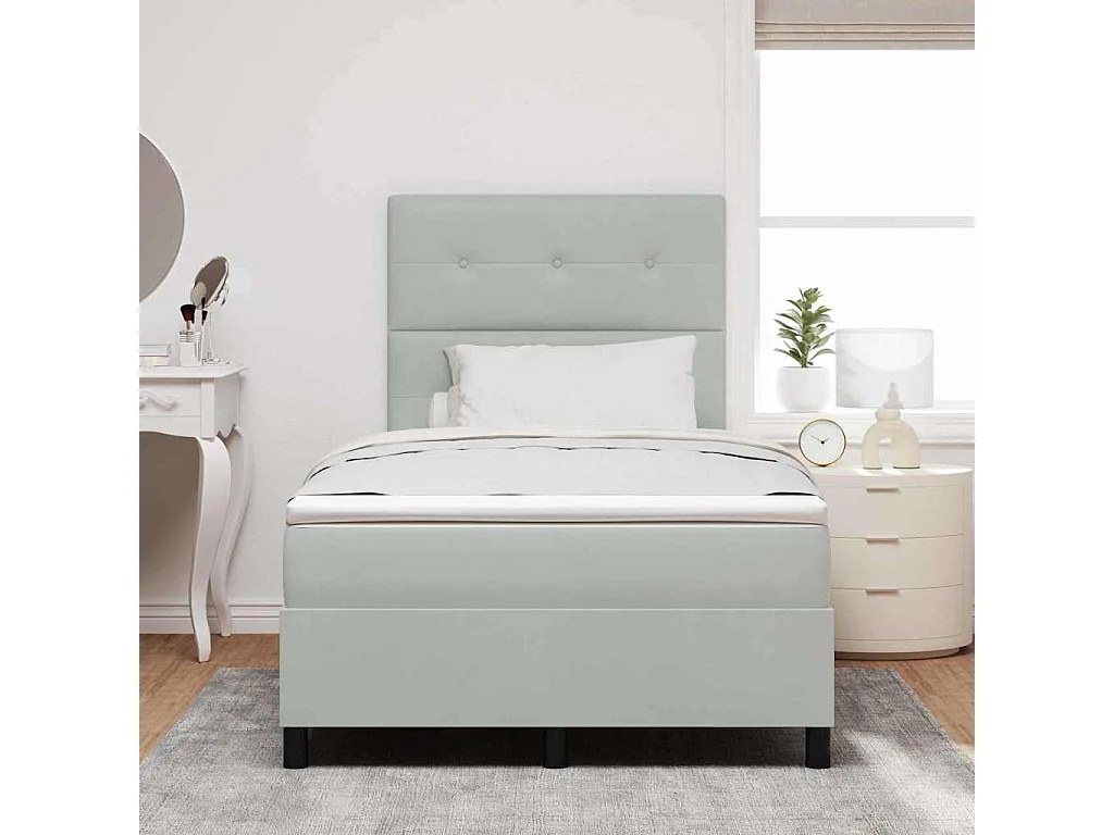 Cama tipo Box Spring Gris claro 120 x 190 cm Terciopelo