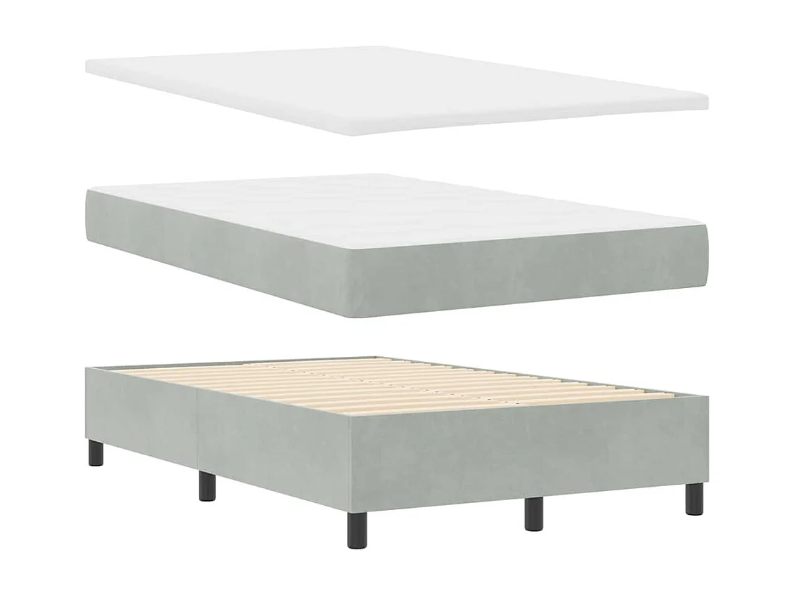 Cama tipo Box Spring Gris claro 120 x 190 cm Terciopelo