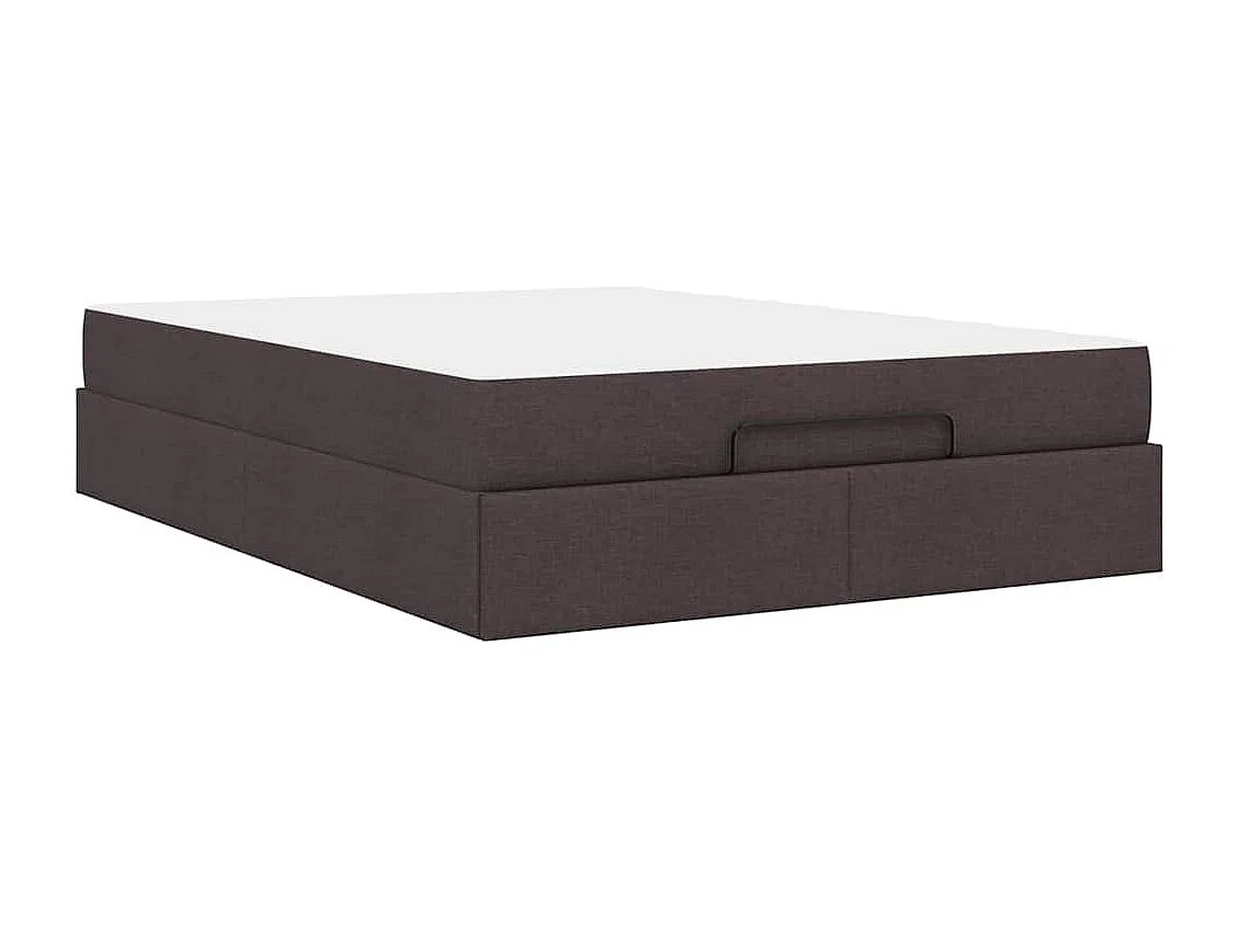 Cadre de lit avec stockage Marron foncé 160 x 200 cm tissu
