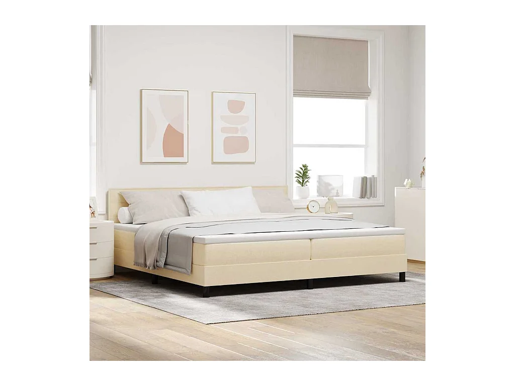 Cadre de lit avec matelas Crème 200 x 200 cm tissu