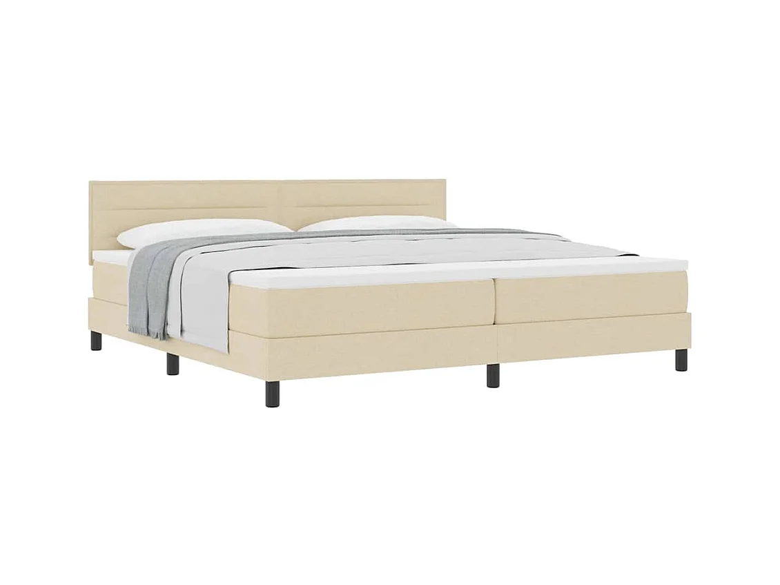 Cadre de lit avec matelas Crème 200 x 200 cm tissu