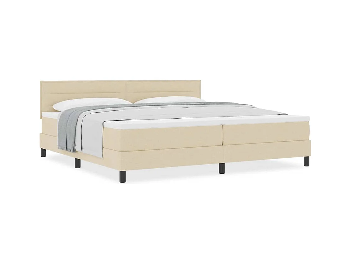 Cadre de lit avec matelas Crème 200 x 200 cm tissu