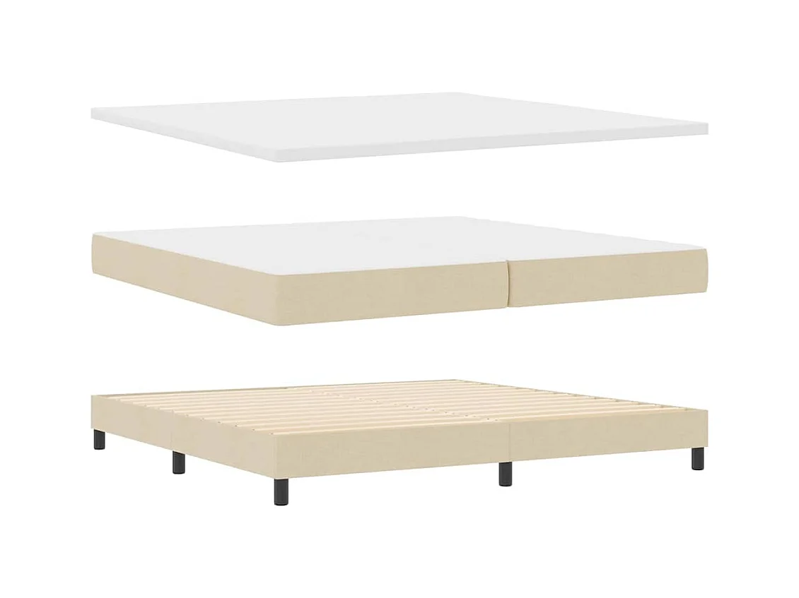 Cadre de lit avec matelas Crème 200 x 200 cm tissu