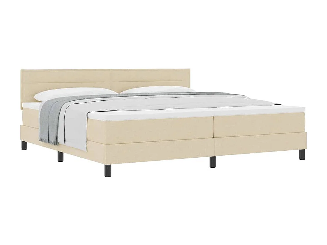 Cadre de lit avec matelas Crème 200 x 200 cm tissu