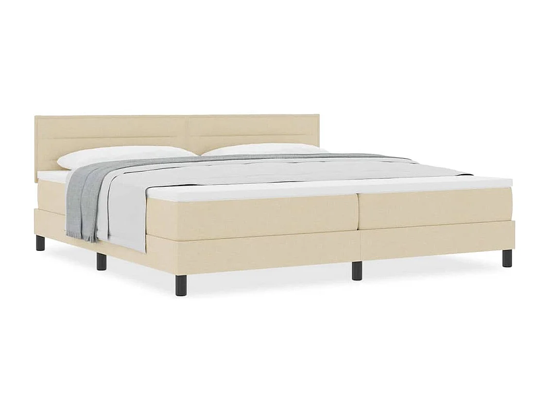 Cadre de lit avec matelas Crème 200 x 200 cm tissu