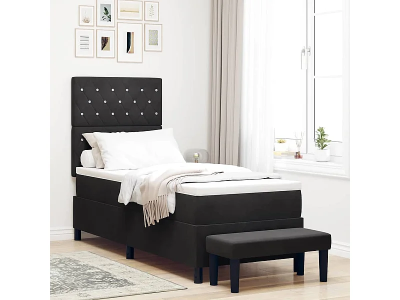 Cadre de lit avec matelas Noir 80 x 200 cm Velours