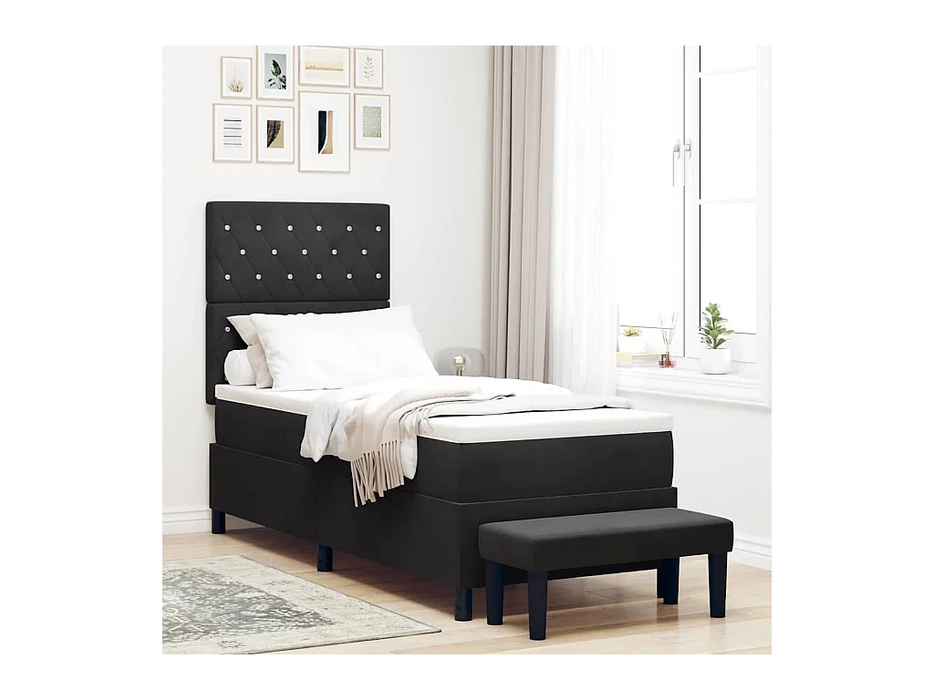 Cadre de lit avec matelas Noir 80 x 200 cm Velours