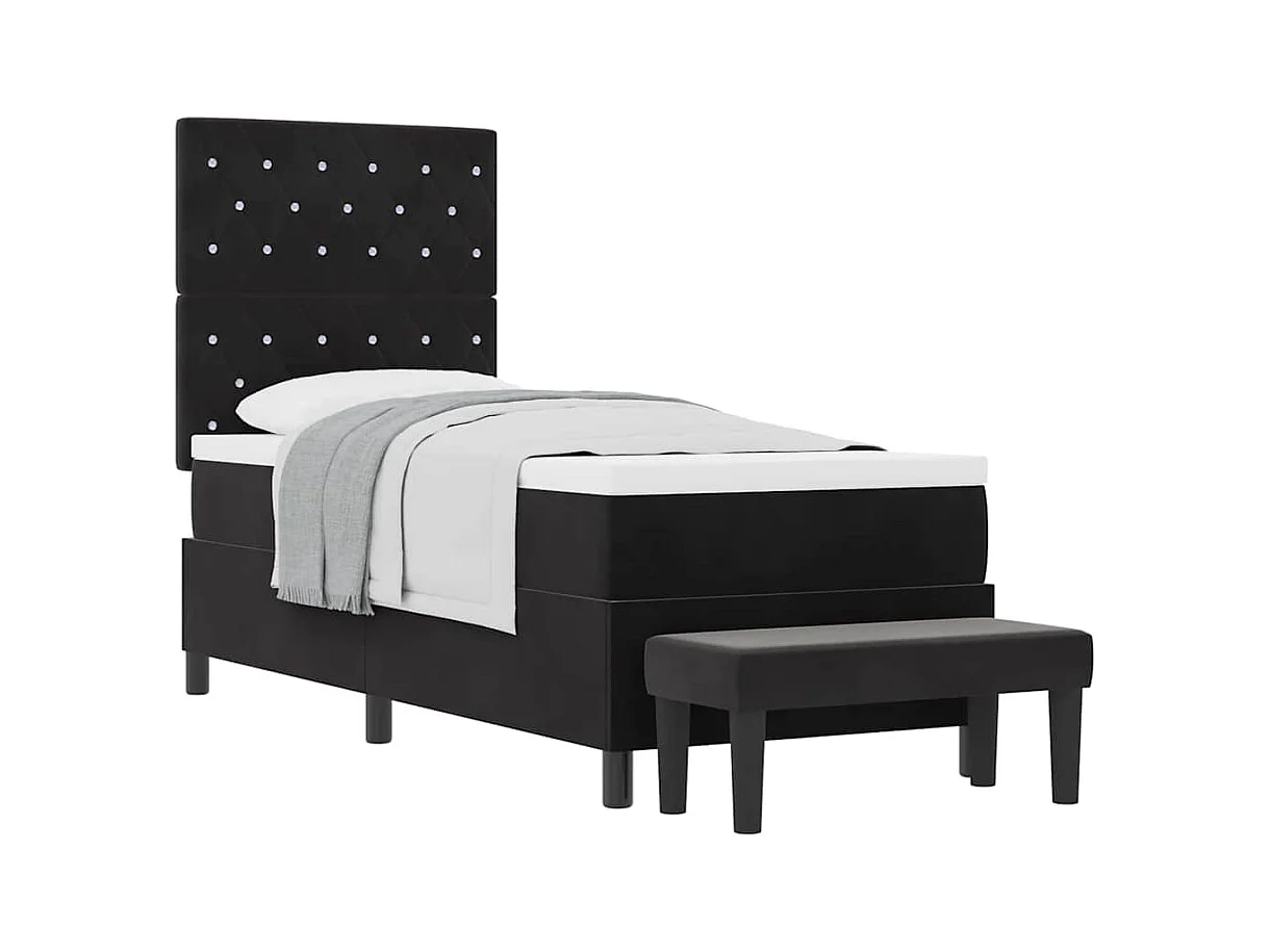 Cadre de lit avec matelas Noir 80 x 200 cm Velours