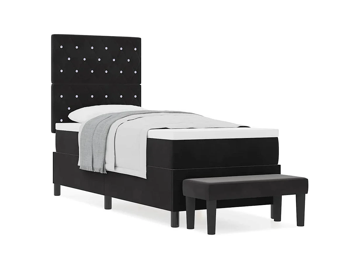 Cadre de lit avec matelas Noir 80 x 200 cm Velours
