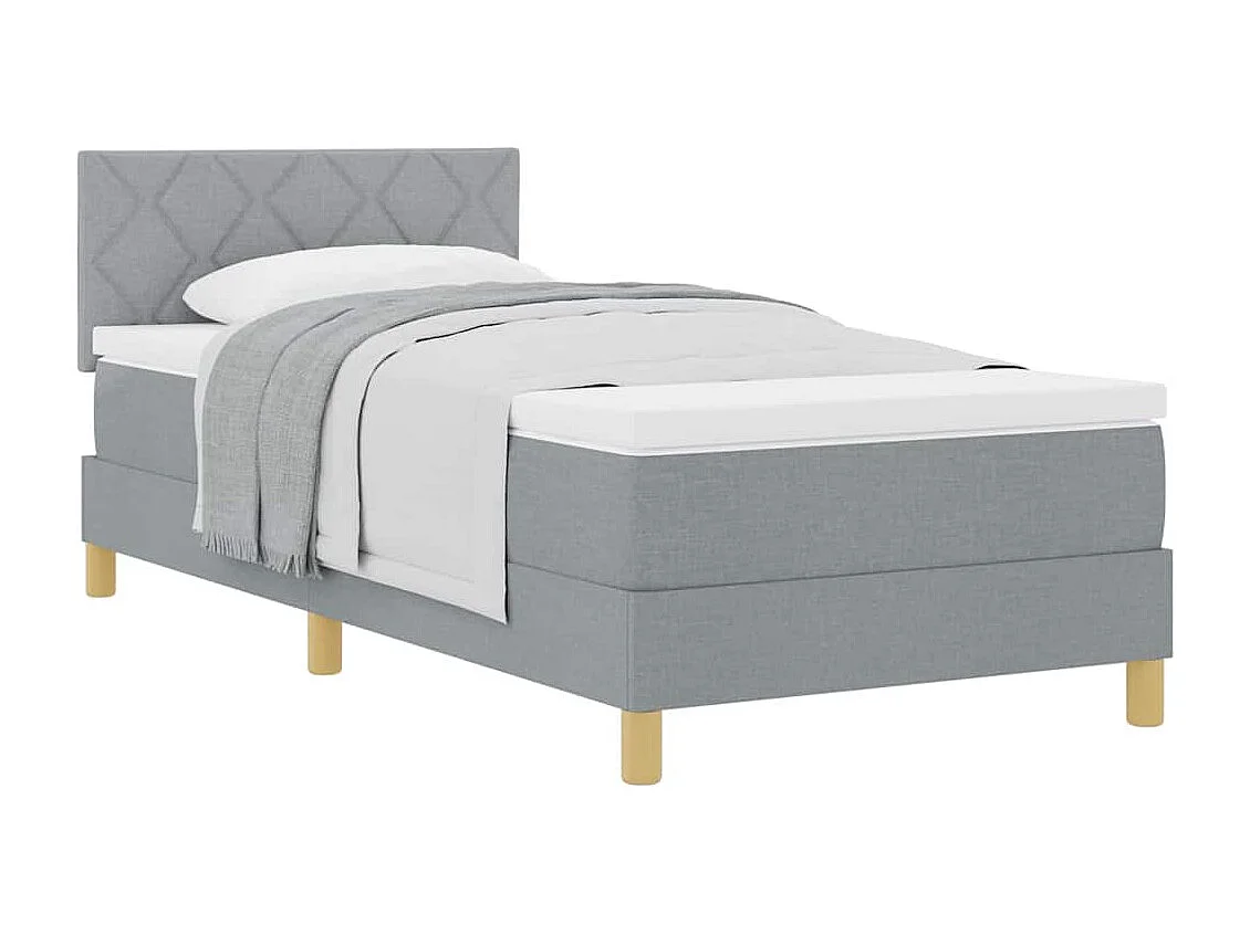 Cama box spring con colchón Gris claro 90 x 190 cm tela