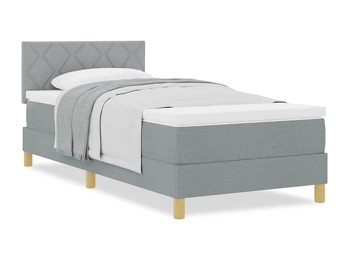 Cama box spring con colchón Gris claro 90 x 190 cm tela