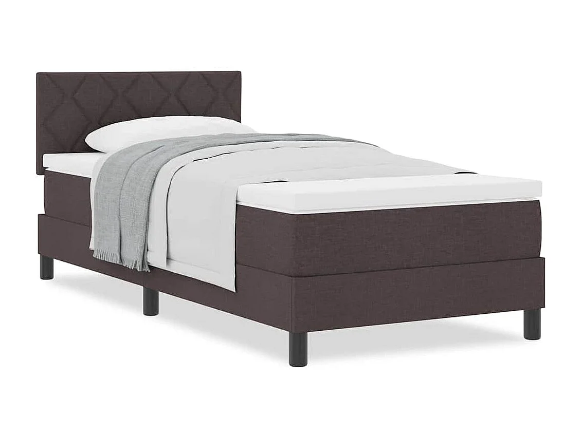 Cadre de lit avec matelas Marron foncé 90 x 200 cm tissu