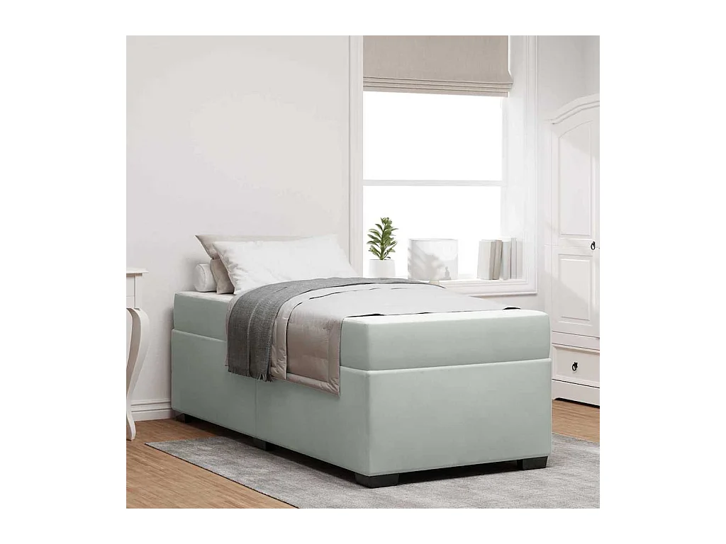 Cadre de lit avec matelas Gris clair 90 x 200 cm Velours