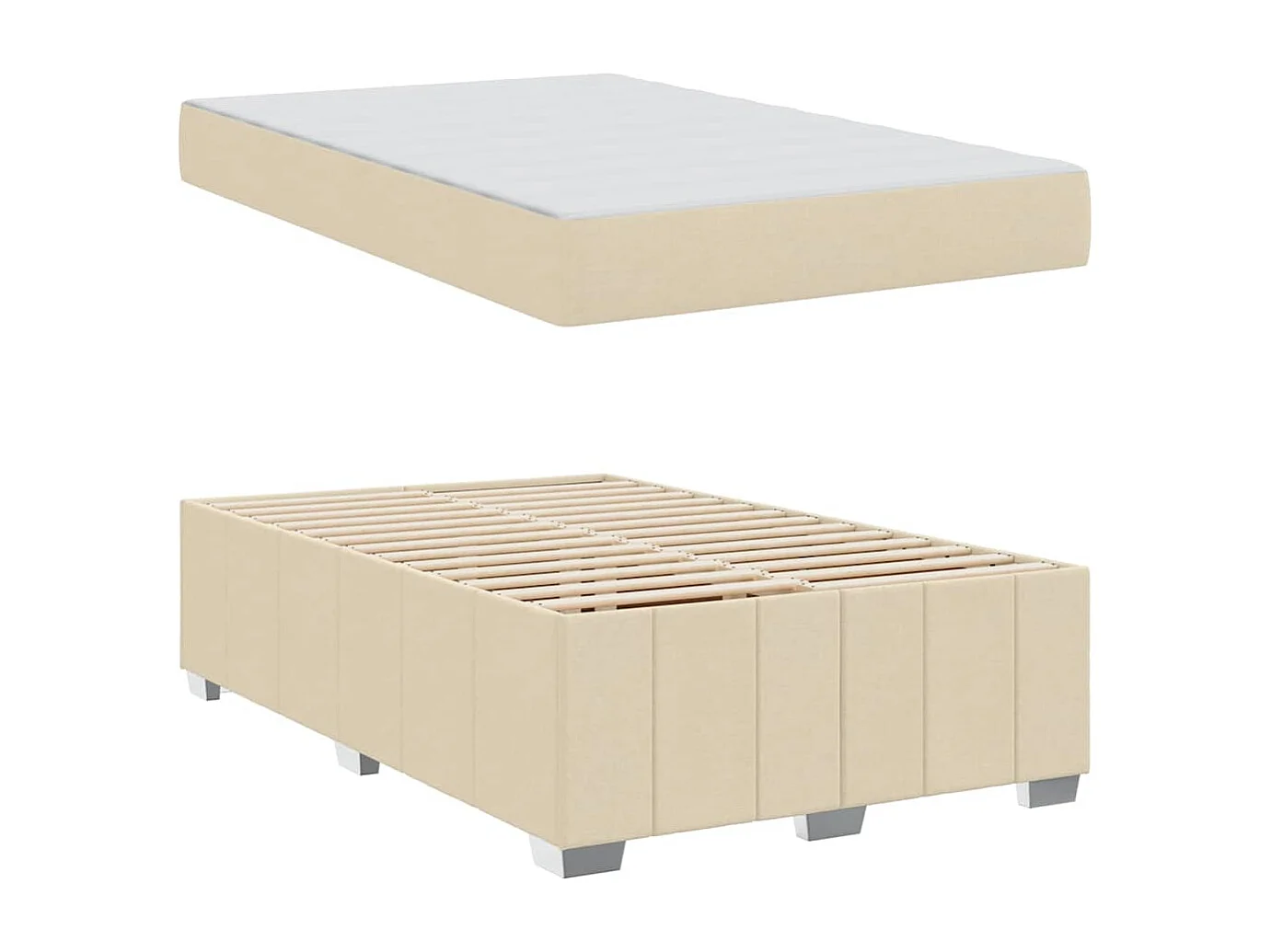 Estructura de cama con colchón Crema 120 x 200 cm tela