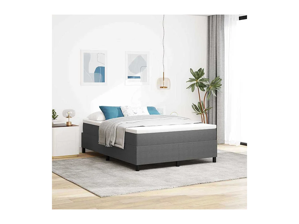 Cama Box Cinzento-claro 160 x 200 cm Tecido de veludo côtelé