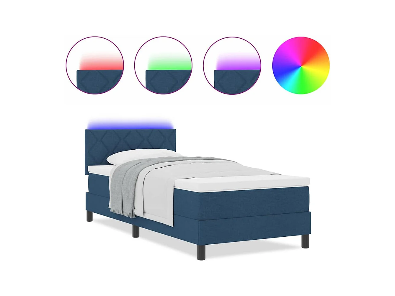 Boxspring bed met matras met hoofdeinde Blauw 100 x 200 cm Stof