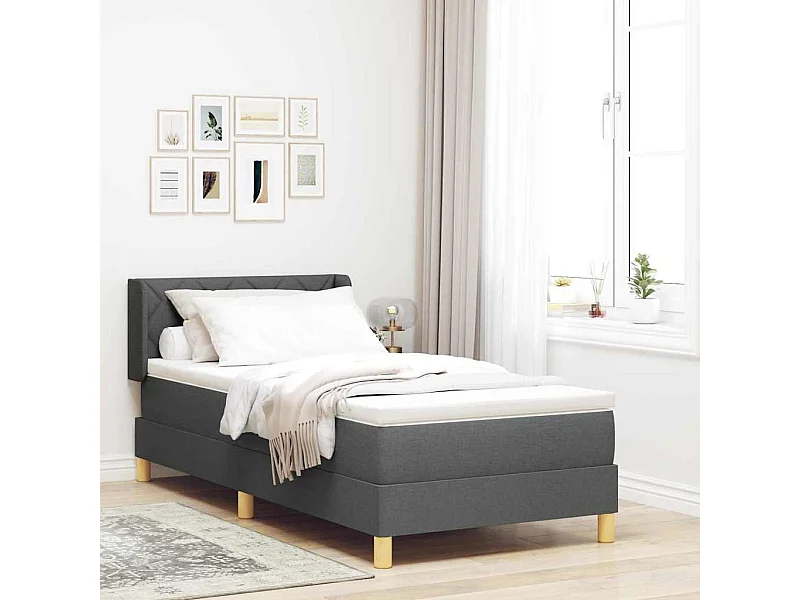 Cama con Somier con colchón Gris oscuro 90 x 200 cm tela