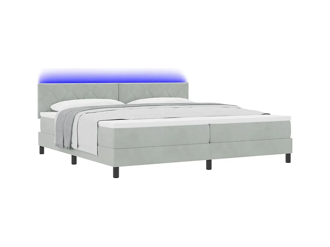 Cadre de lit avec matelas Gris clair 200 x 200 cm Velours