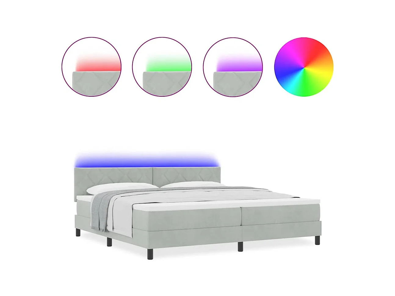 Cadre de lit avec matelas Gris clair 200 x 200 cm Velours