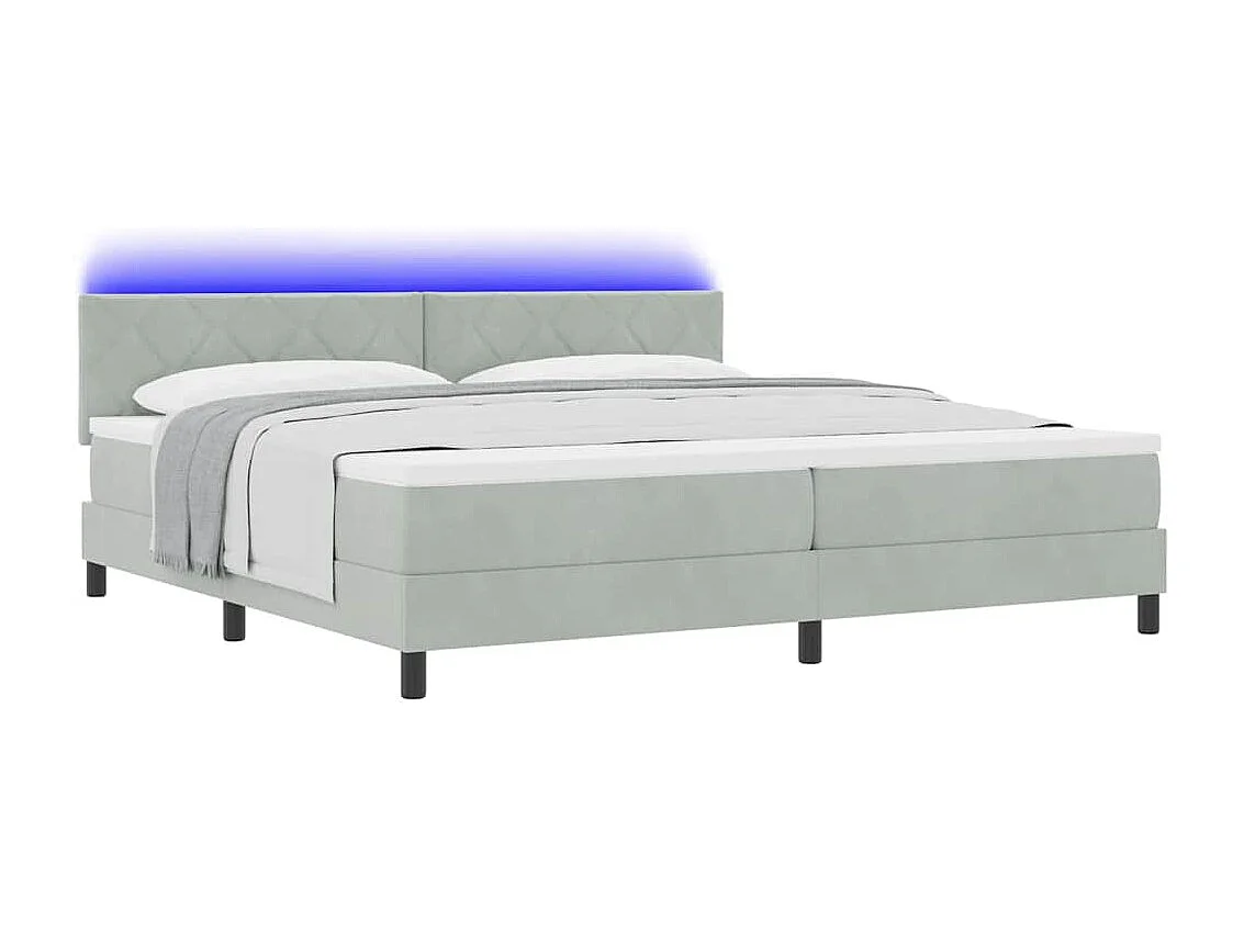 Boxspring bed met matras Lichtgrijs 200 x 200 cm Fluweel