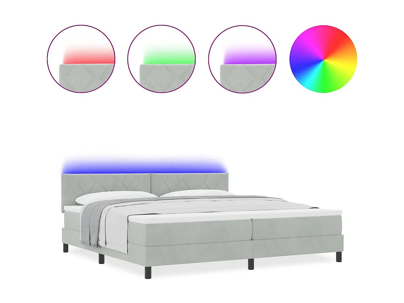 Boxspring bed met matras Lichtgrijs 200 x 200 cm Fluweel