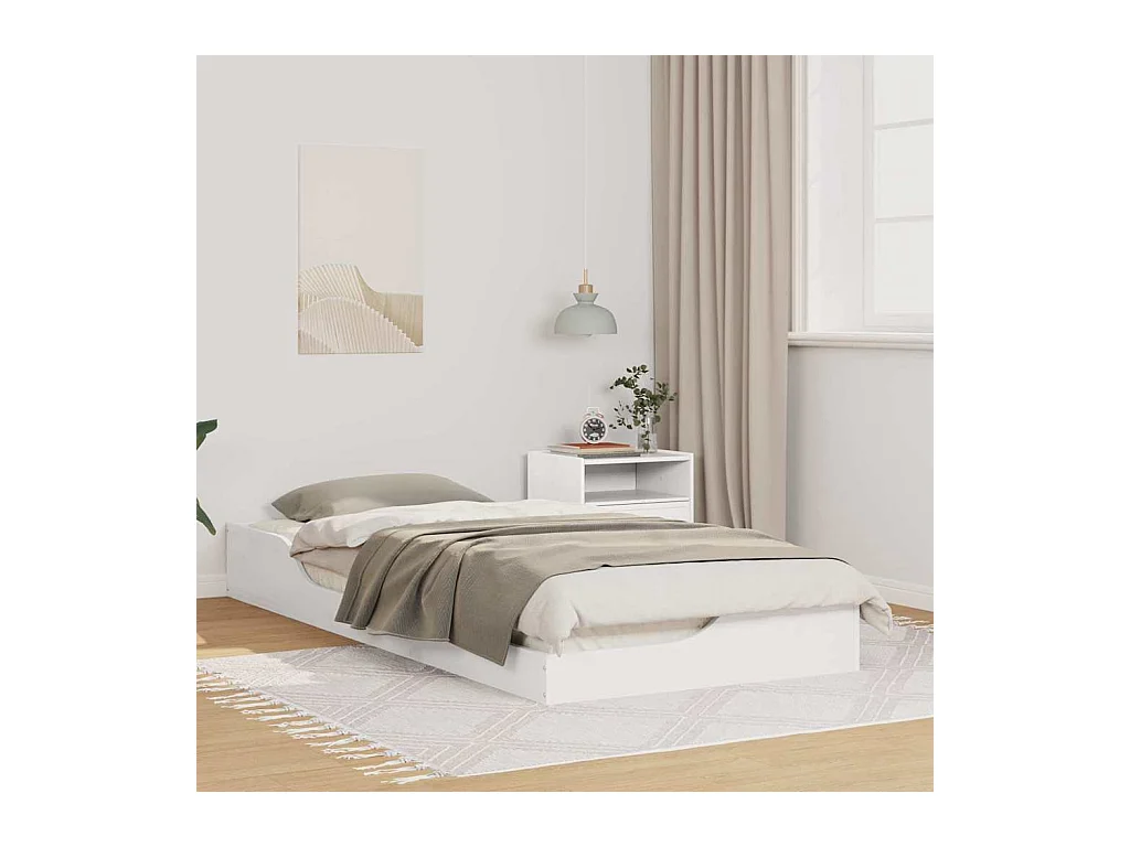 Cadre de lit surélevé Blanc 100 x 210 cm Bois massif en pin