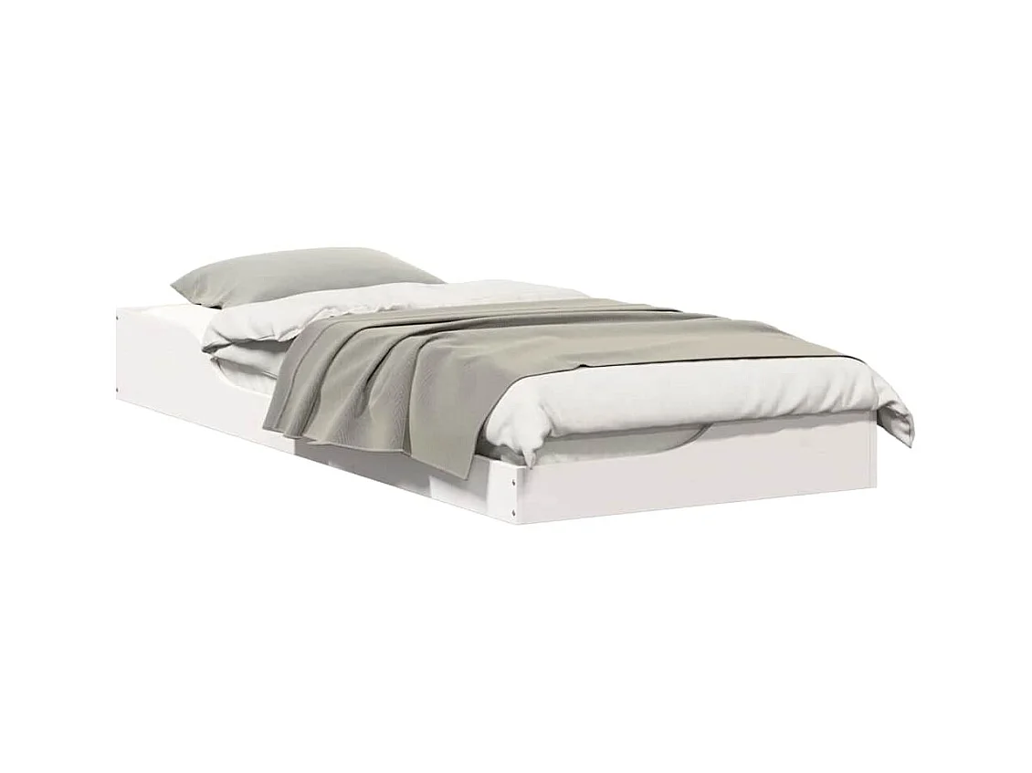 Cadre de lit surélevé Blanc 100 x 210 cm Bois massif en pin