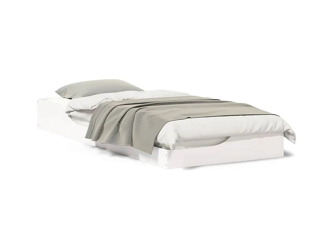 Cadre de lit surélevé Blanc 100 x 210 cm Bois massif en pin