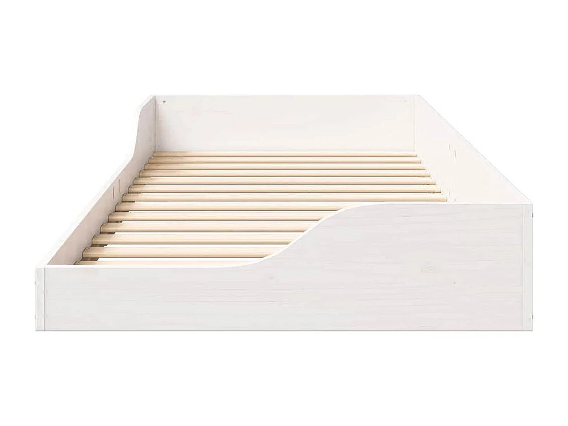 Cadre de lit surélevé Blanc 100 x 210 cm Bois massif en pin