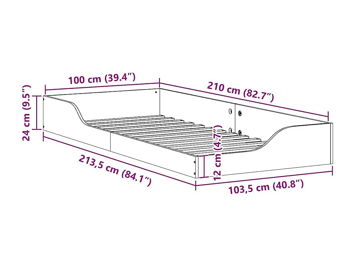 Estrutura de cama de chão Branco 100 x 210 cm