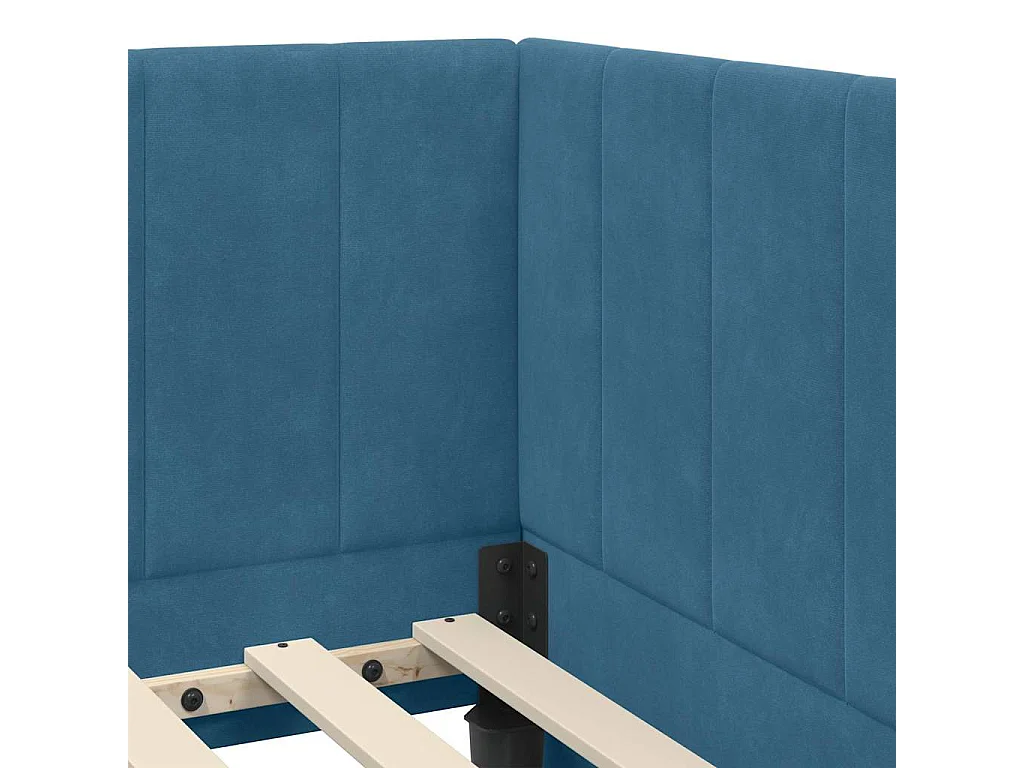 Cadre de lit d'angle avec matelas Bleu 90 x 190 cm Velours