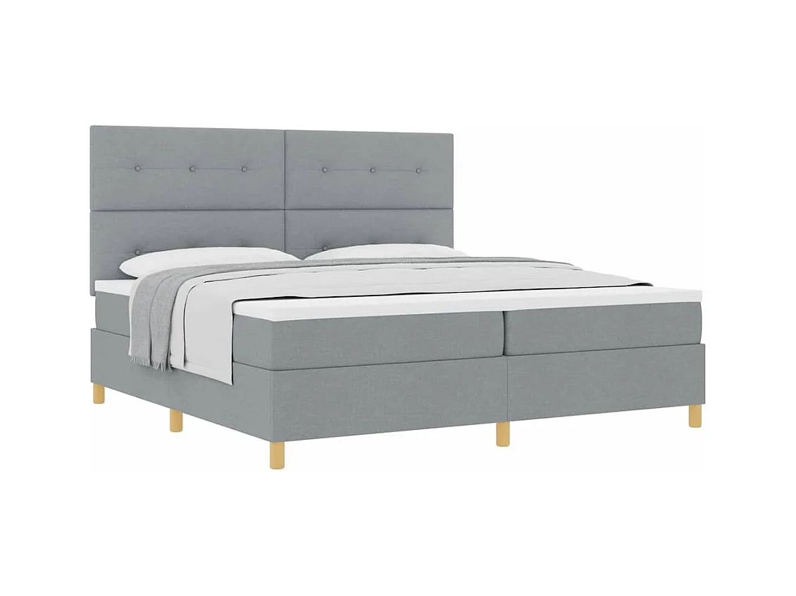 Cadre de lit avec tête de lit Gris clair 200 x 200 cm tissu